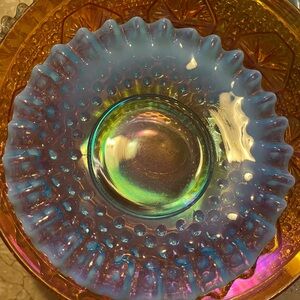 Iridescent Blue Glass Bowl